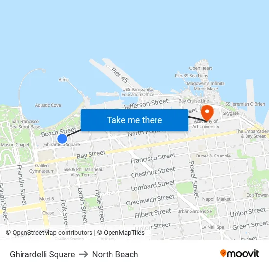 Ghirardelli Square to North Beach map