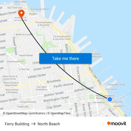 Ferry Building to North Beach map