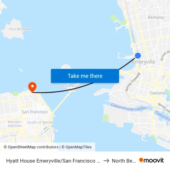 Hyatt House Emeryville/San Francisco Bay Area to North Beach map