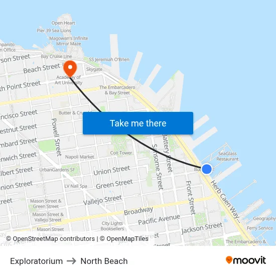 Exploratorium to North Beach map