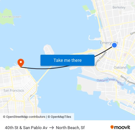 40th St & San Pablo Av to North Beach, Sf map