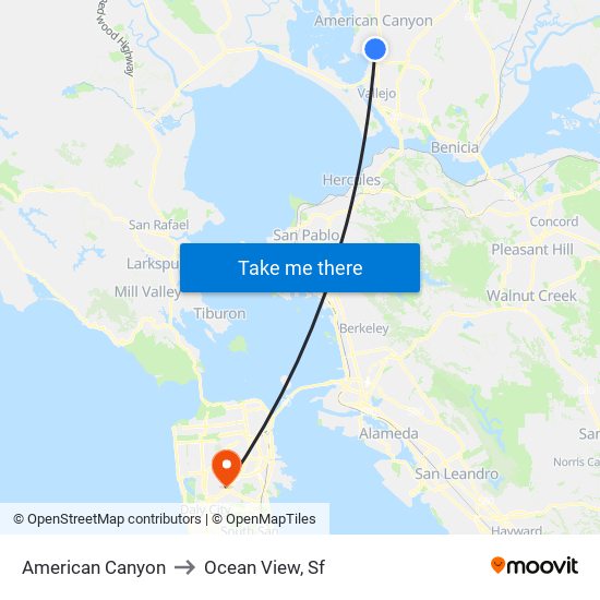 American Canyon to Ocean View, Sf map