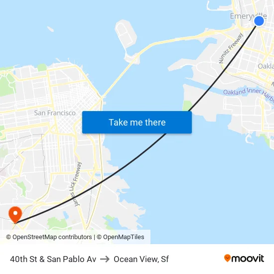 40th St & San Pablo Av to Ocean View, Sf map