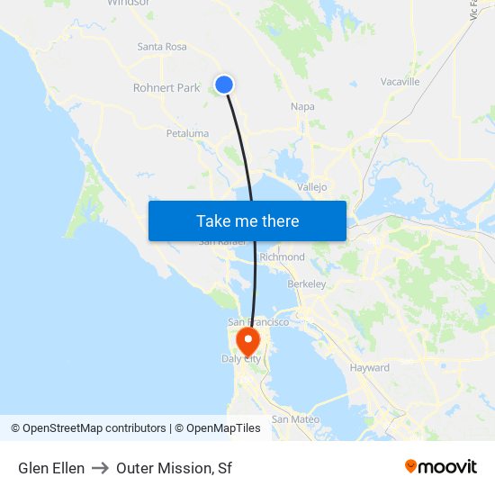 Glen Ellen to Outer Mission, Sf map