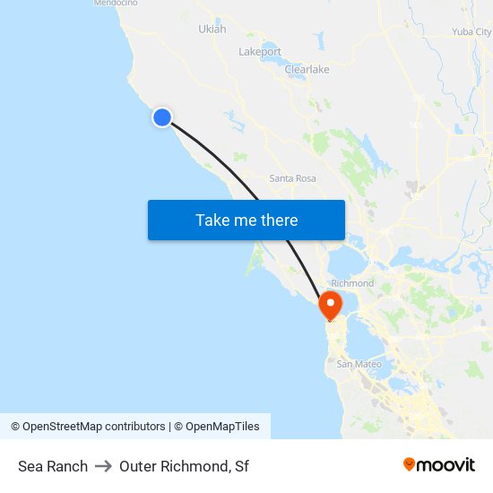 Sea Ranch to Outer Richmond, Sf map