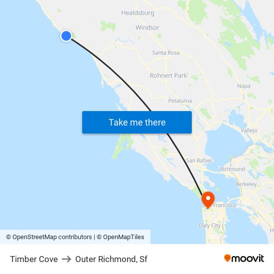 Timber Cove to Outer Richmond, Sf map