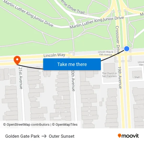 Golden Gate Park to Outer Sunset map