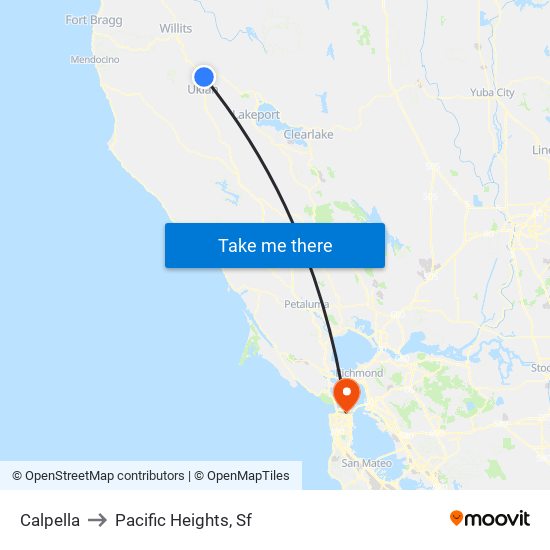 Calpella to Pacific Heights, Sf map