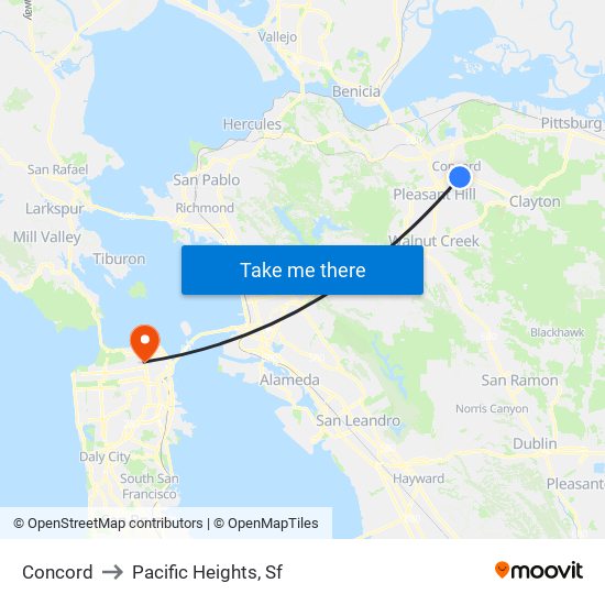 Concord to Pacific Heights, Sf map