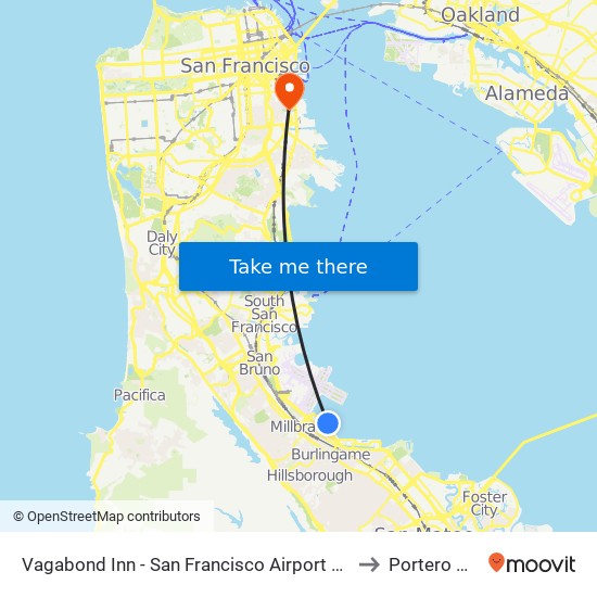 Vagabond Inn - San Francisco Airport Bayfront (Sfo) to Portero Hill, Sf map