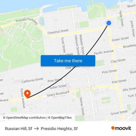 Russian Hill, Sf to Presidio Heights, Sf map