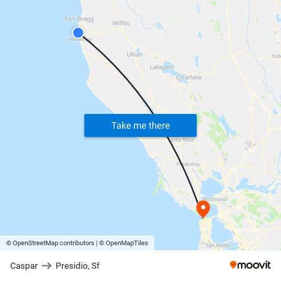 Caspar to Presidio, Sf map