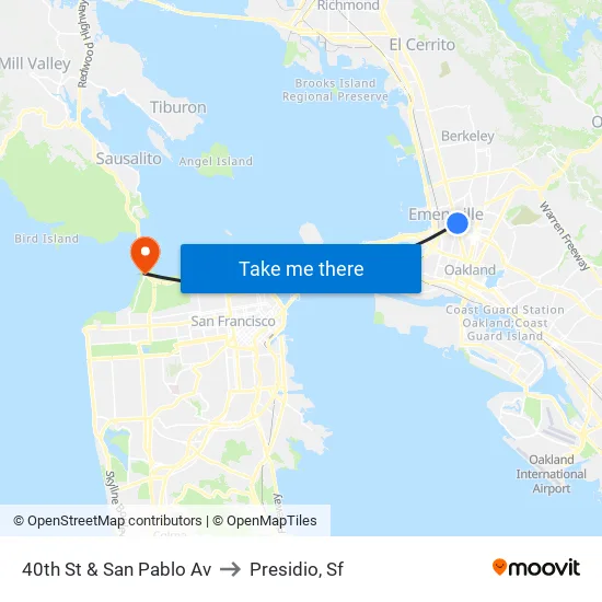 40th St & San Pablo Av to Presidio, Sf map