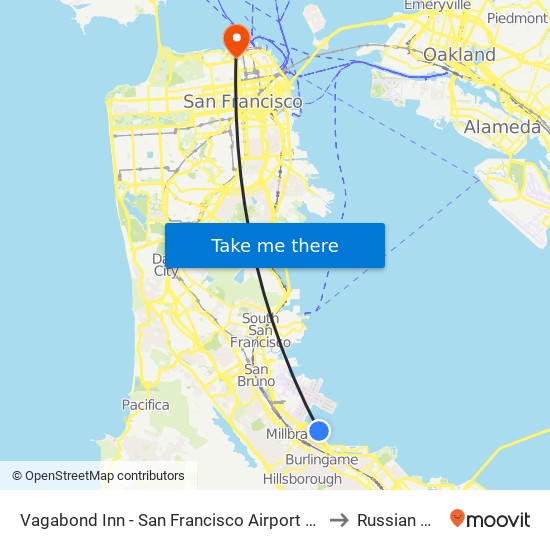 Vagabond Inn - San Francisco Airport Bayfront (Sfo) to Russian Hill, Sf map