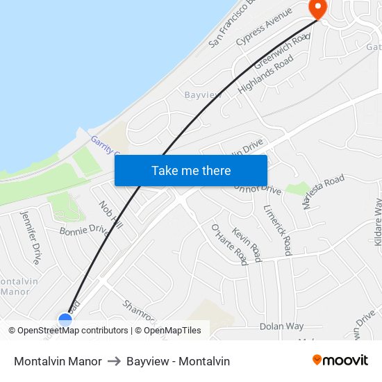 Montalvin Manor to Bayview - Montalvin map