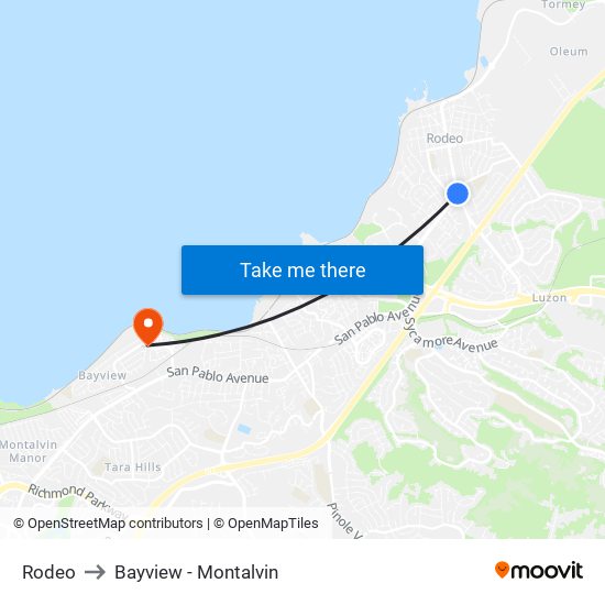 Rodeo to Bayview - Montalvin map