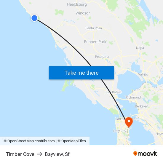 Timber Cove to Bayview, Sf map