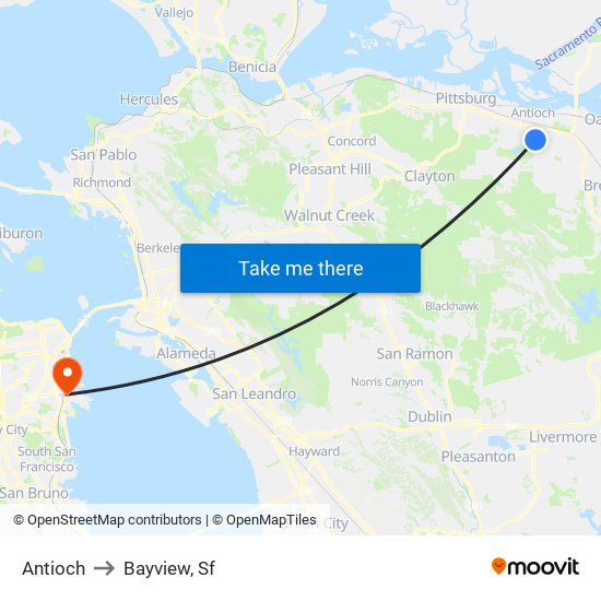 Antioch to Bayview, Sf map