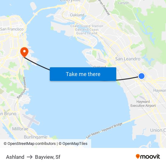 Ashland to Bayview, Sf map