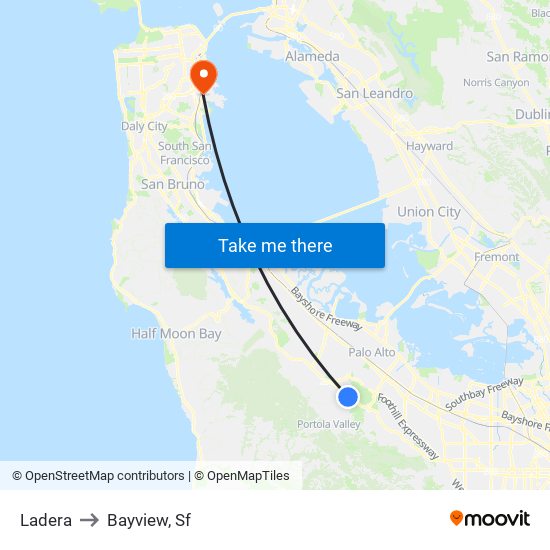 Ladera to Bayview, Sf map