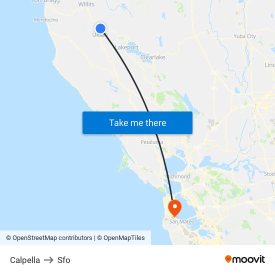 Calpella to Sfo map