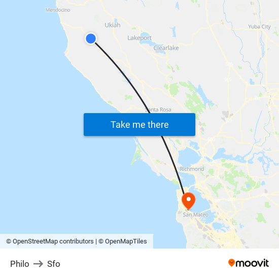 Philo to Sfo map