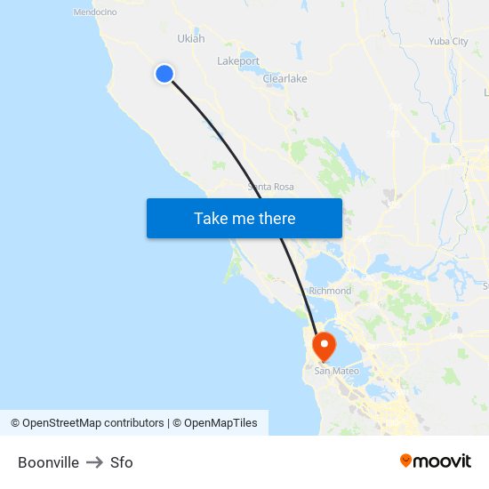 Boonville to Sfo map