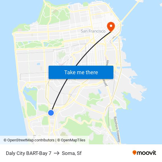 Daly City BART-Bay 7 to Soma, Sf map