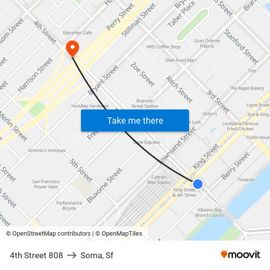 4th Street 808 to Soma, Sf map