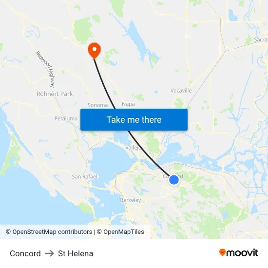 Concord to St Helena map