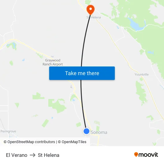 El Verano to St Helena map