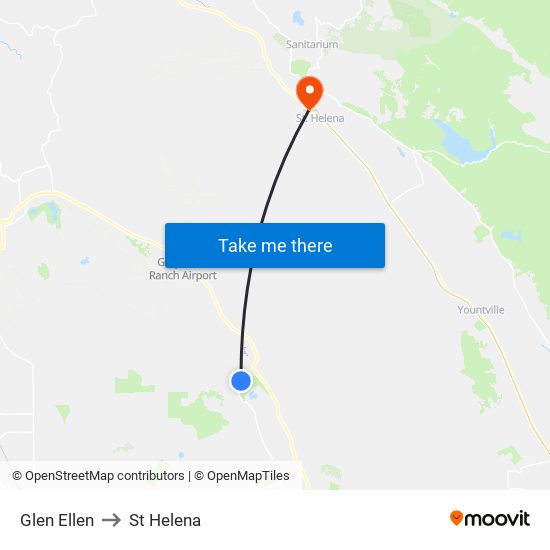 Glen Ellen to St Helena map