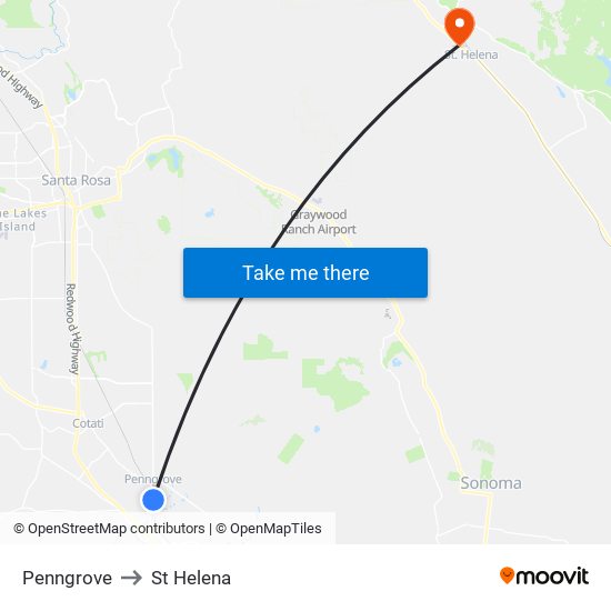 Penngrove to St Helena map