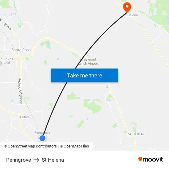 Penngrove to St Helena map