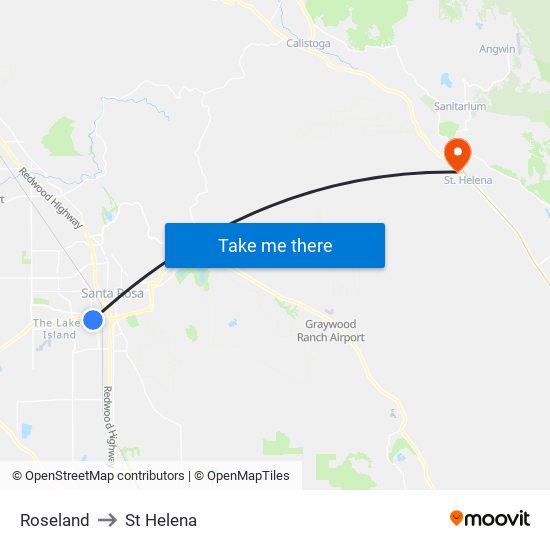Roseland to St Helena map