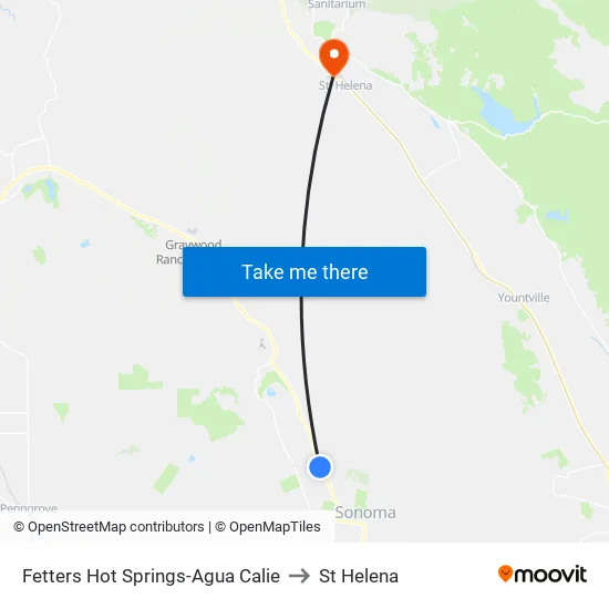 Fetters Hot Springs-Agua Calie to St Helena map