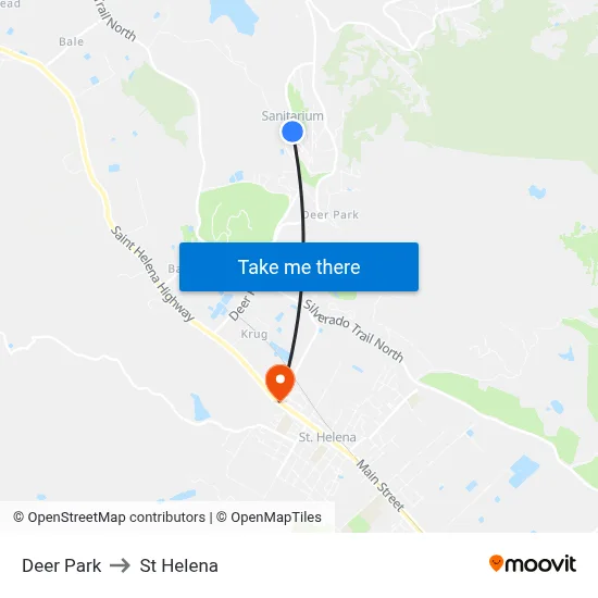 Deer Park to St Helena map