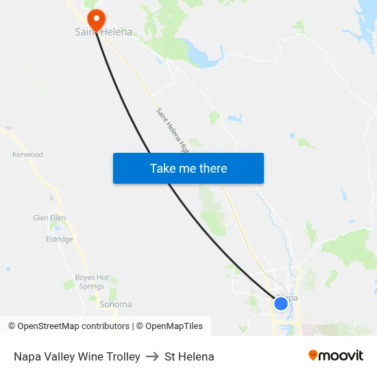 Napa Valley Wine Trolley to St Helena map