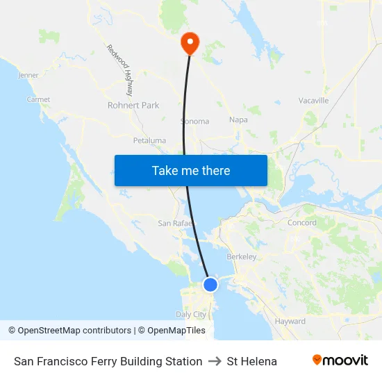 San Francisco Ferry Building Station to St Helena map