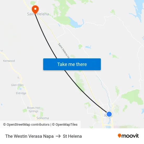 The Westin Verasa Napa to St Helena map