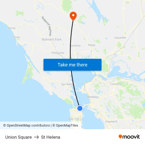 Union Square to St Helena map