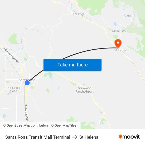 Santa Rosa Transit Mall Terminal to St Helena map