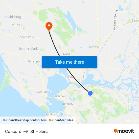 Concord to St Helena map