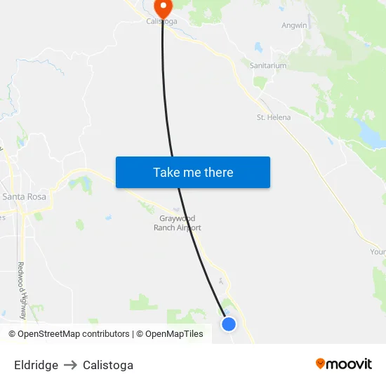 Eldridge to Calistoga map