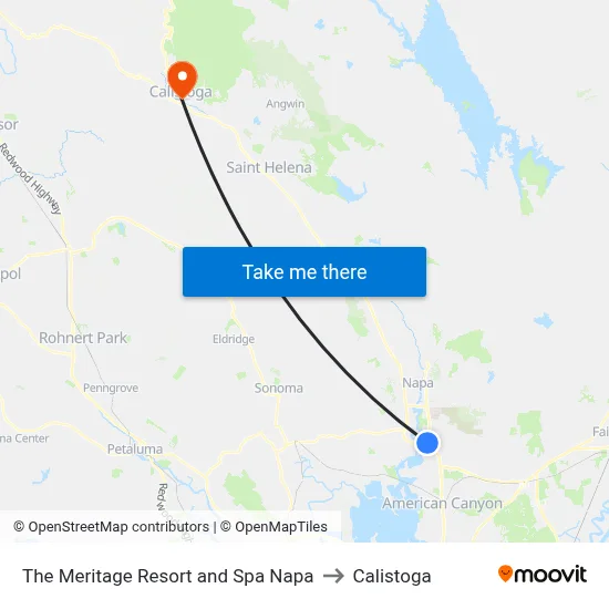 The Meritage Resort and Spa Napa to Calistoga map
