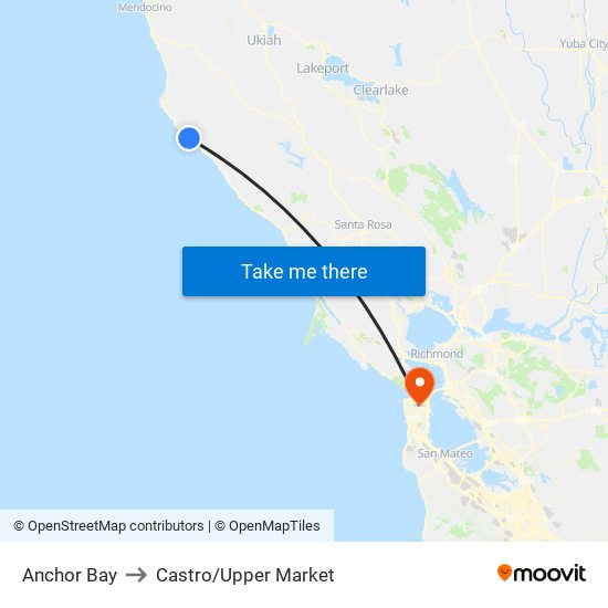 Anchor Bay to Castro/Upper Market map