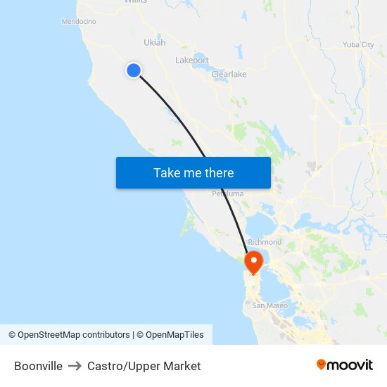 Boonville to Castro/Upper Market map