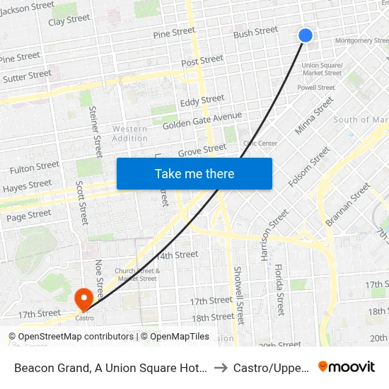 Beacon Grand, A Union Square Hotel, San Francisco to Castro/Upper Market map