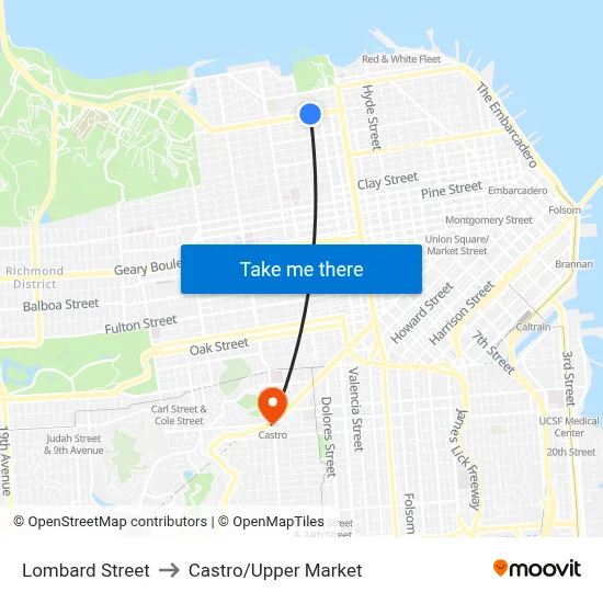 Lombard Street to Castro/Upper Market map