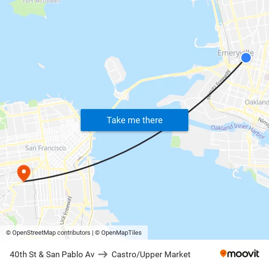 40th St & San Pablo Av to Castro/Upper Market map